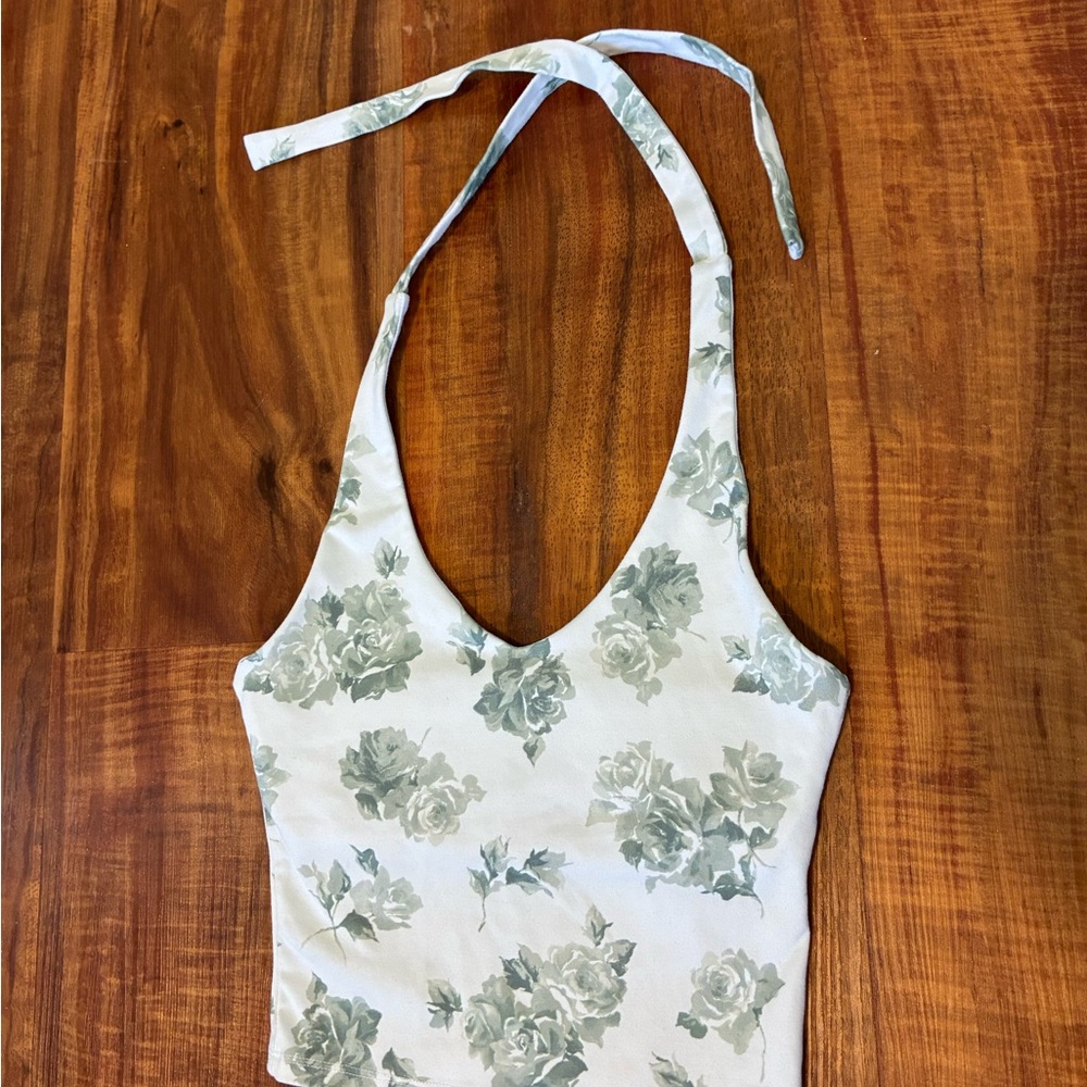 Hollister Green Floral Camisole Top